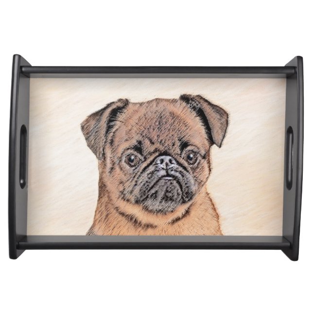 Brussels Griffon Smooth Painting Original Dog Art Serving Tray (Front)