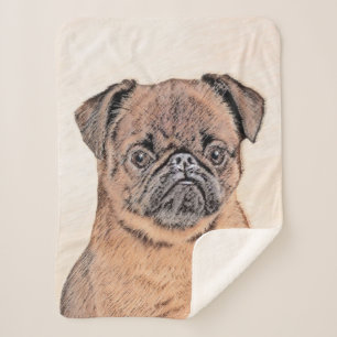 Brussels Griffon Smooth Painting Original Dog Art Sherpa Blanket