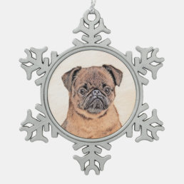Brussels Griffon Smooth Painting Original Dog Art Snowflake Pewter Christmas Ornament