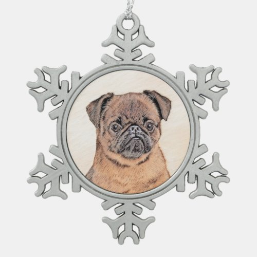 Brussels Griffon Smooth Painting Original Dog Art Snowflake Pewter Christmas Ornament