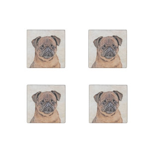 Brussels Griffon Smooth Painting Original Dog Art Stone Magnet
