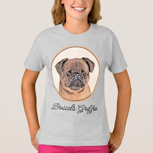 Brussels Griffon Smooth Painting Original Dog Art  T-Shirt (Front)