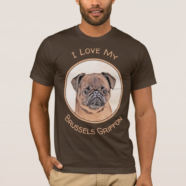 Brussels Griffon Smooth Painting Original Dog Art T-Shirt (Front)