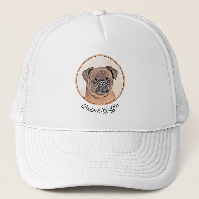 Brussels Griffon Smooth Painting Original Dog Art Trucker Hat (Front)