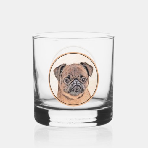 Brussels Griffon Smooth Painting Original Dog Art Whiskey Glass