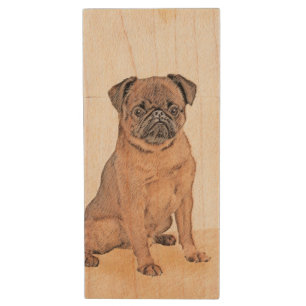 Brussels Griffon Smooth Painting Original Dog Art Wood Flash Drive