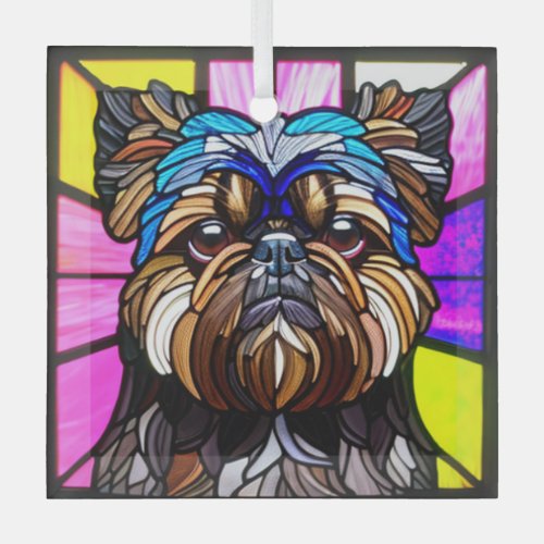 Brussels Griffon Stained Glass Glass Ornament