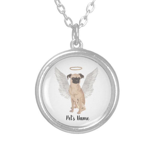 Brussels Griffon Sympathy Memorial Silver Plated Necklace (Front)