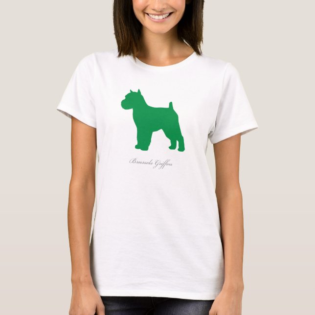 Brussels Griffon T-shirt (green docked version) (Front)