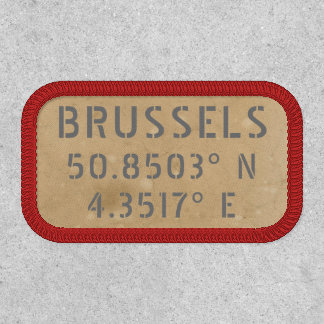 Brussels Latitude and Longitude Iron On Patch
