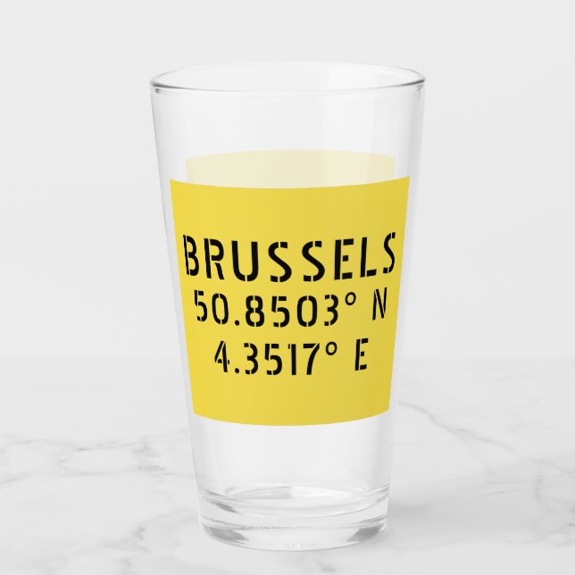 Brussels Latitude Longitude Glass (Front)