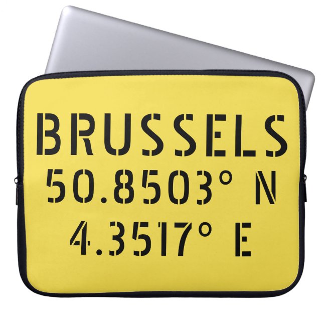 Brussels Latitude Longitude Laptop Sleeve (Front)