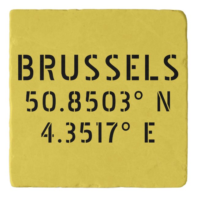 Brussels Latitude Longitude Trivet (Front)