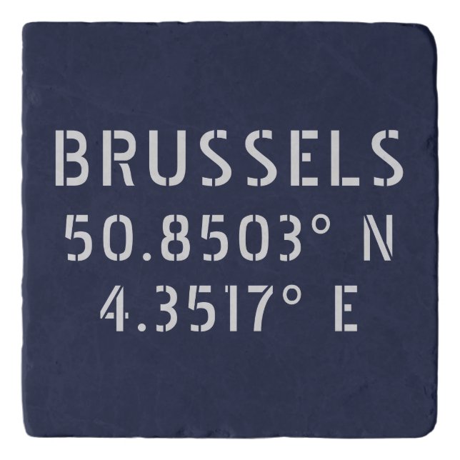 Brussels Latitude Longitude Trivet (Front)