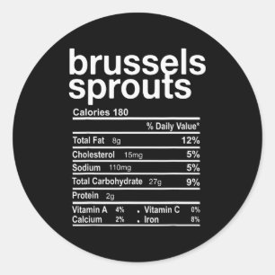 Brussels Sprout Nutrition Facts Funny Thanksgiving Classic Round Sticker