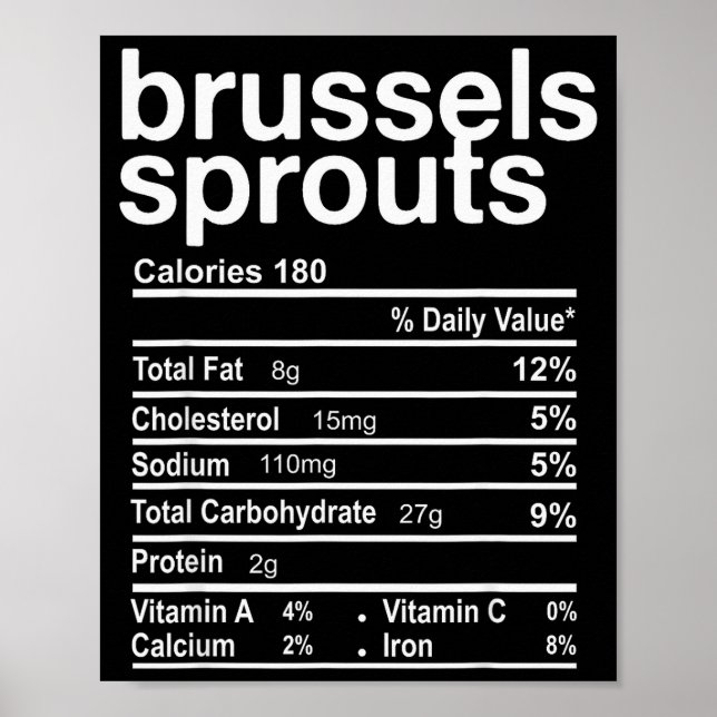 Brussels Sprout Nutrition Facts Funny Thanksgiving Poster (Front)