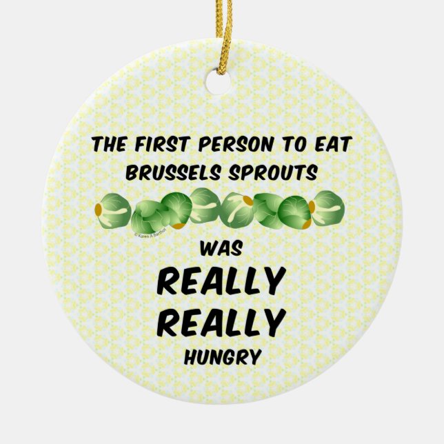 Brussels Sprouts Ceramic Ornament (Front)