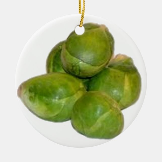 Brussels Sprouts Ceramic Ornament (Front)