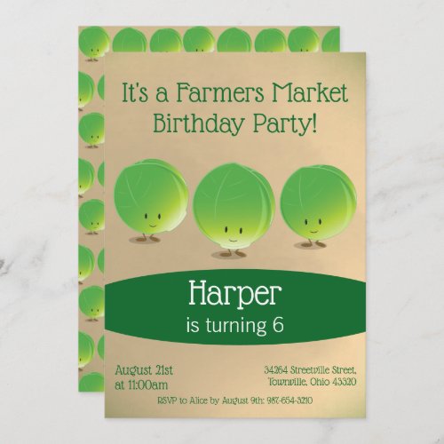 Brussels Sprouts Farmers Market Birthday Invitation