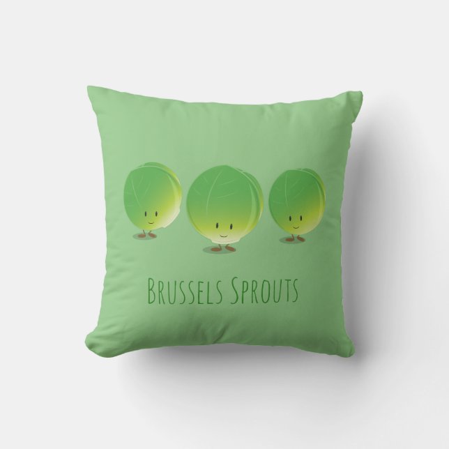 Brussels Sprouts Food Vegetable Throw Pillow (Front)