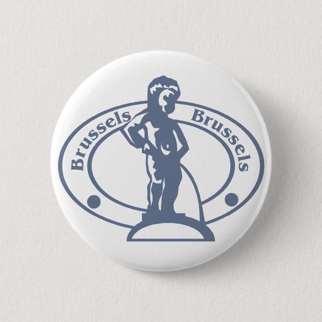 Brussels Stamp Pinback Button (Front)