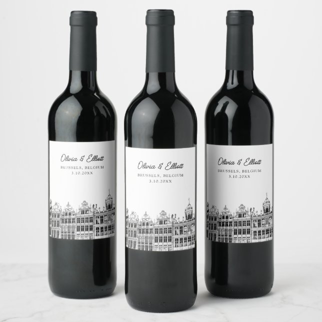 Brussels Wedding Belgium Personalized Wine Label (Bottles)