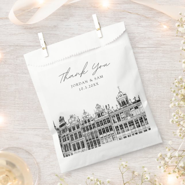 Brussels Wedding Personalized Photo Favor Bag (Clipped)