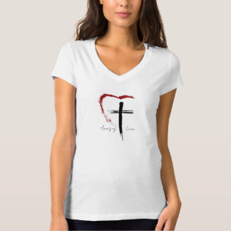 Brust stroke heart and cross custom T-Shirt