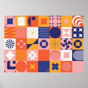 Brutalism art inspired abstract pattern made with poster