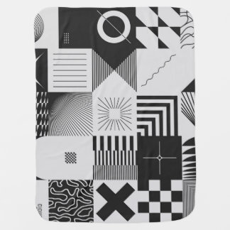 Brutalism Art: Vintage Geometric Patterns Baby Blanket
