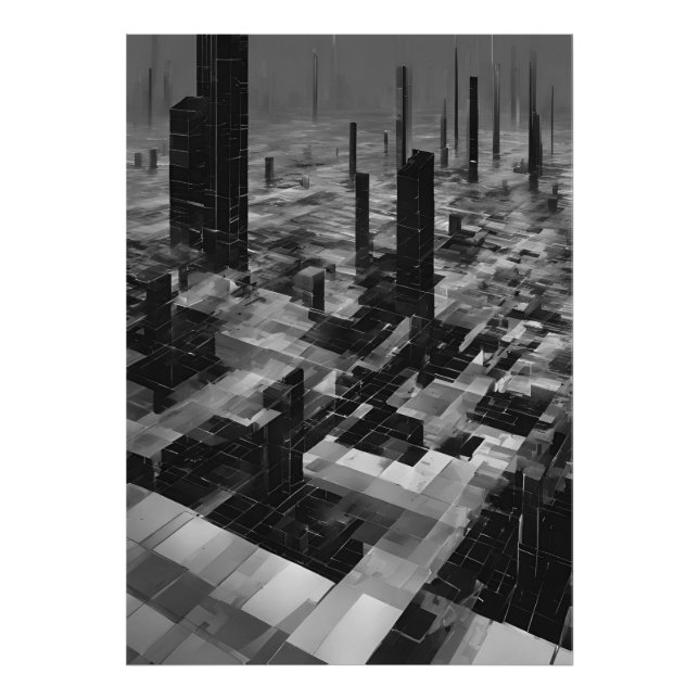 Brutalist Cybercity Monochrome Architecture Photo Print (Front)