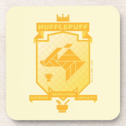 Brutalist HUFFLEPUFF Crest Beverage Coaster