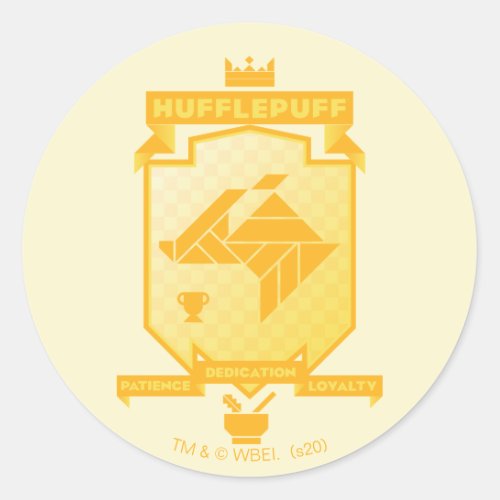 Brutalist HUFFLEPUFF Crest Classic Round Sticker