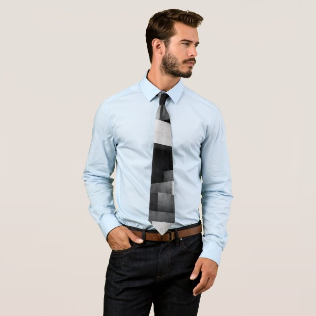 Brutalist Penthouse Design Monochrome Interior  Neck Tie (In Situ)