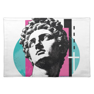 Brutalist Retro Jesus Greek Statue Colossians 2:3 Cloth Placemat