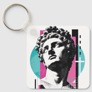 Brutalist Retro Jesus Greek Statue Colossians 2:3 Keychain