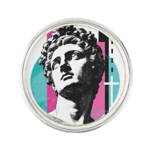 Brutalist Retro Jesus Greek Statue Colossians 2:3 Lapel Pin