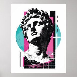 Brutalist Retro Jesus Greek Statue Colossians 2:3 Poster