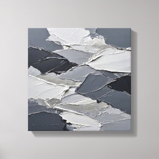 Brutalist Slate Gray Concrete Plaster Impasto Wall Canvas Print