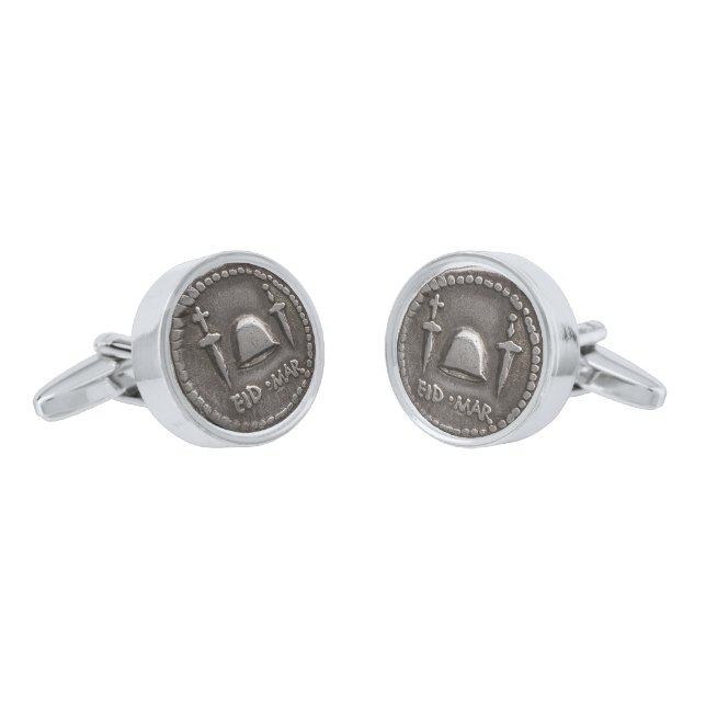 Brutus Roman Coin Silver Cufflinks (Angled)