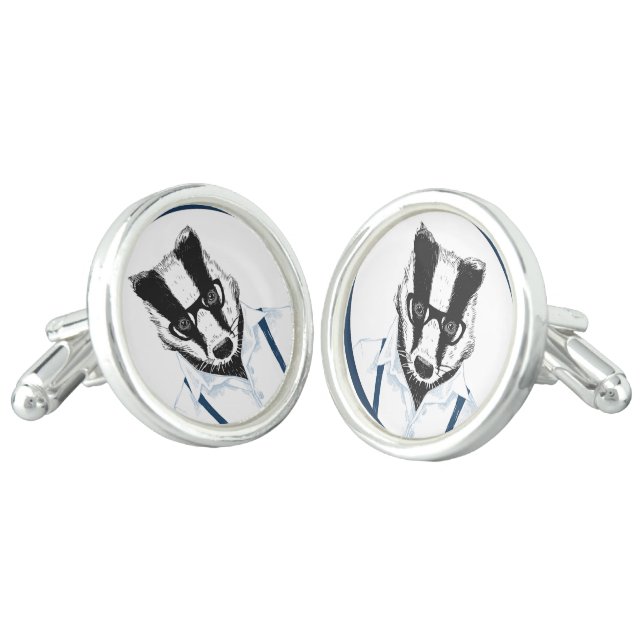 Bruxby Badger Cuff Links (Angled)