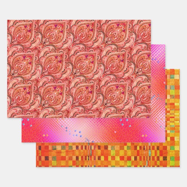 Bruxelles Apricot, Freesia, and Taos Shifters Wrapping Paper Sheets (Set)