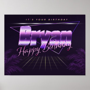 Bryan Name Vorname lila retro Poster Geburtstag