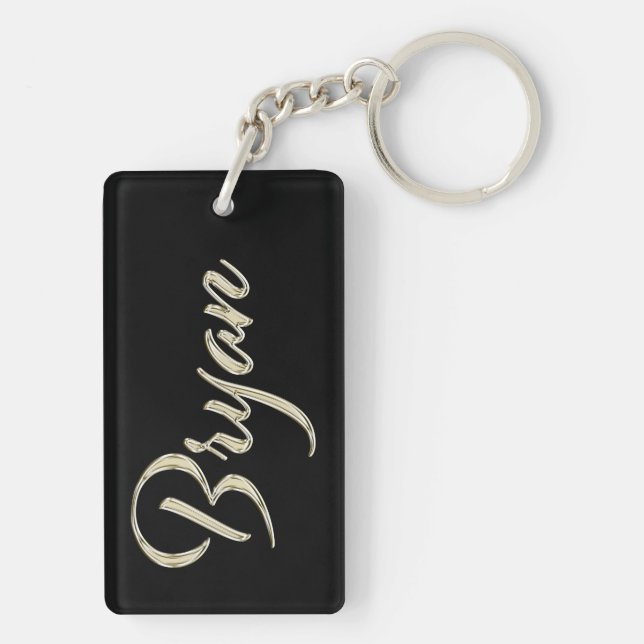 Bryan Name whitegold key trailer Keychain (Back)