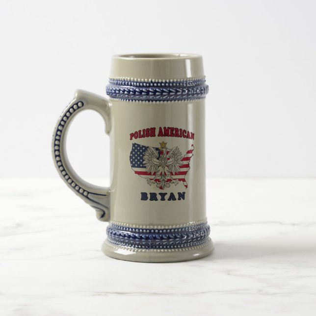 Bryan Texas Polish American Beer Stein (Left)