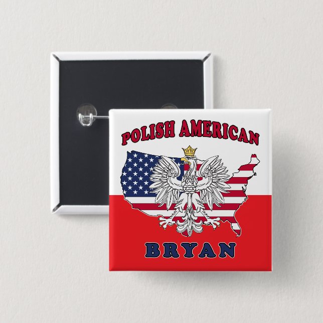 Bryan Texas Polish American Button (Front & Back)