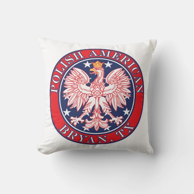 Bryan Texas Polish American Eagle Throw Pillow (Front)