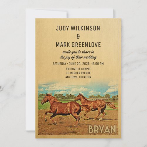 Bryan Texas Wedding Invitation Horses