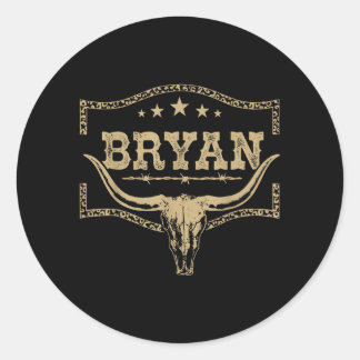 Bryan Vintage Design Men Women Kids Classic Round Sticker