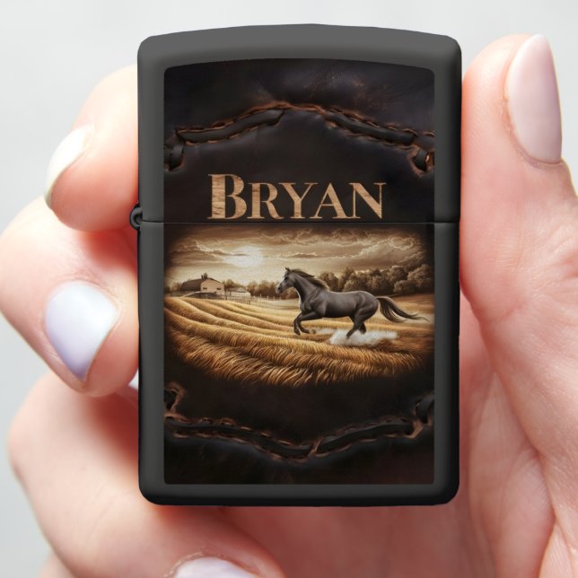 Bryan's Horse Artwork Zippo Lighter (In Hand)